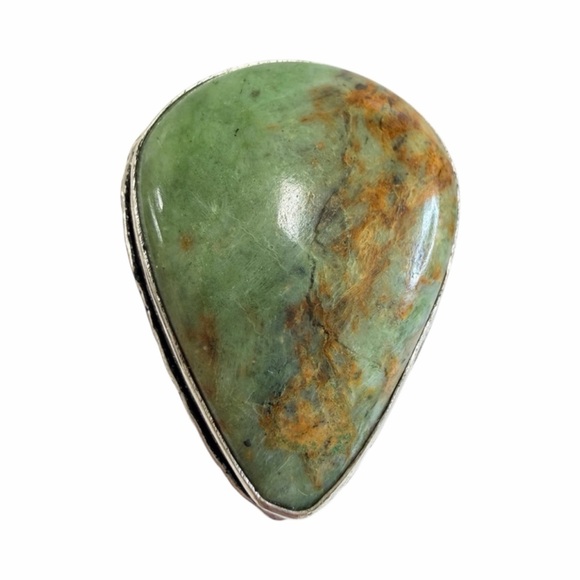 Hand Crafted Jewelry - Impression Jasper silver overlay large gemstone ring 925 adjustable size 4-8